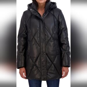 SEBBY FAUX LEATHER PUFFER COAT *LARGE* NWOT